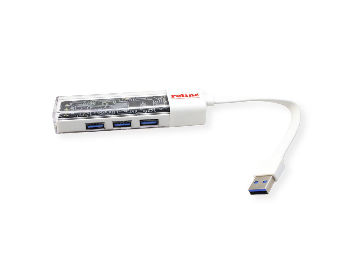 ROLINE Mobile USB 3.2 Gen 1 Hub, 4-poorts, Type A+C verbindingskabel