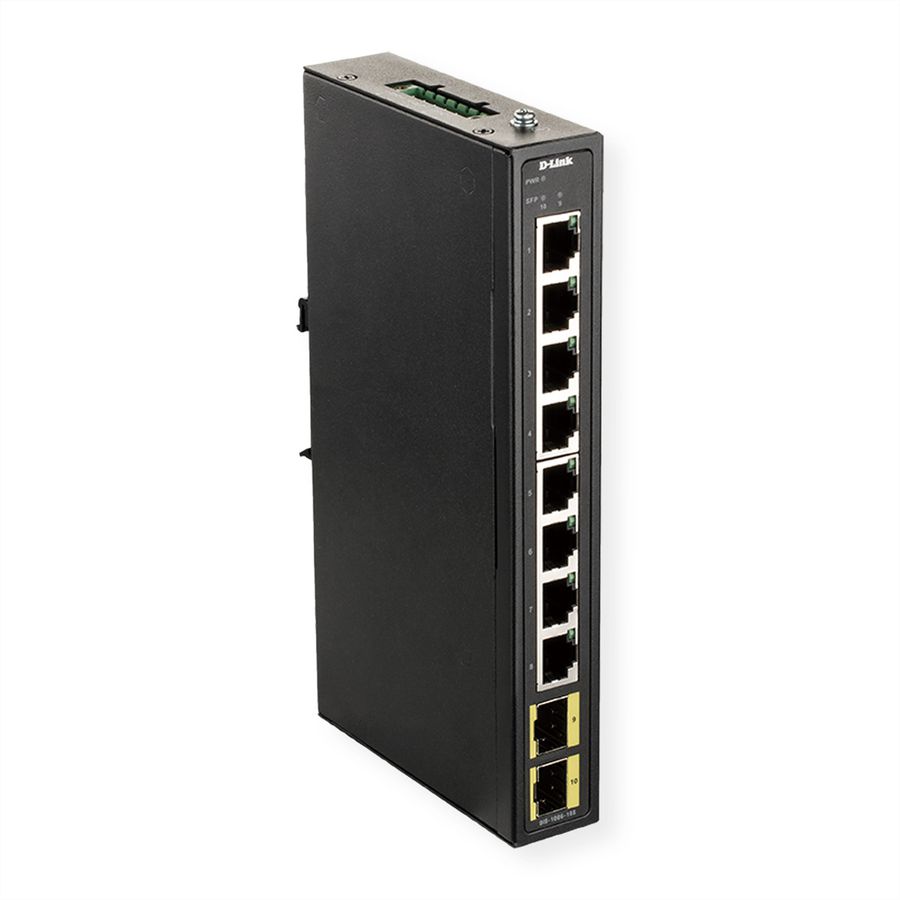 D-Link DIS-100G-10S Gigabit Switch Industrieel 8-Poorts RJ45 2x 100/1000M SFP
