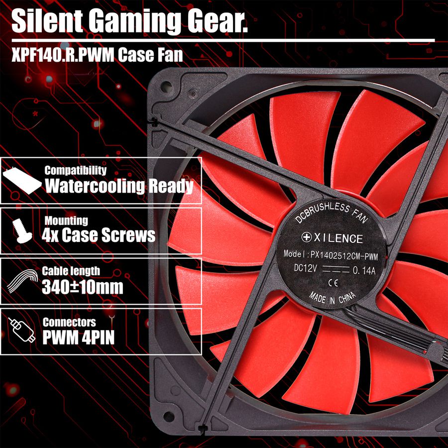 Xilence XPF140.R.PWM 140mm PWM Case Fan, 4PIN