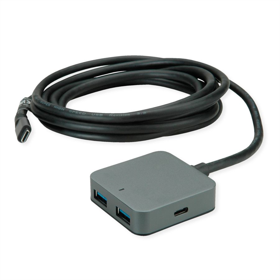 VALUE USB 3.2 Gen 2 Hub, 4 poorten (2x USB-A + 2x USB-C), met verlengkabel, 3 m