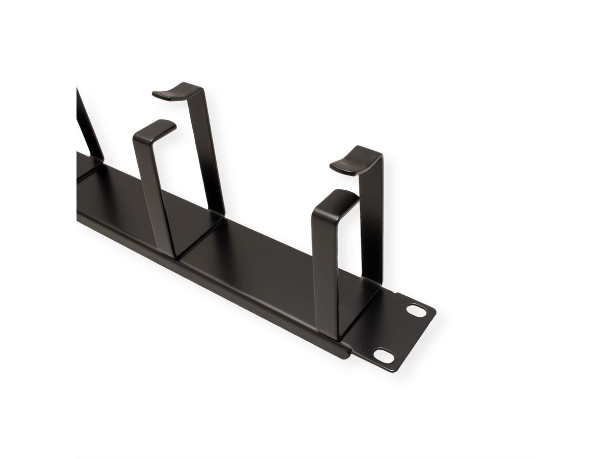VALUE 19" 1U Cable Management Plate, G-Type, 5 Hooks, black