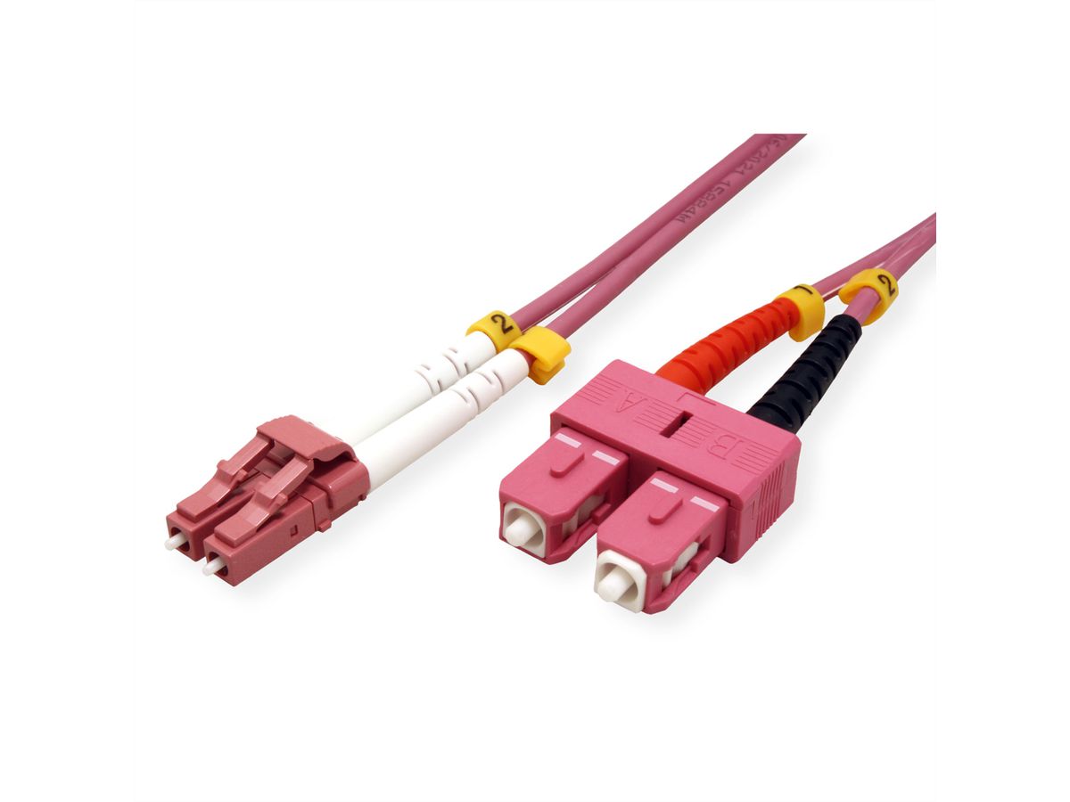 VALUE F.O. kabel 50/125µm OM4, LC/SC, violet, 3 m