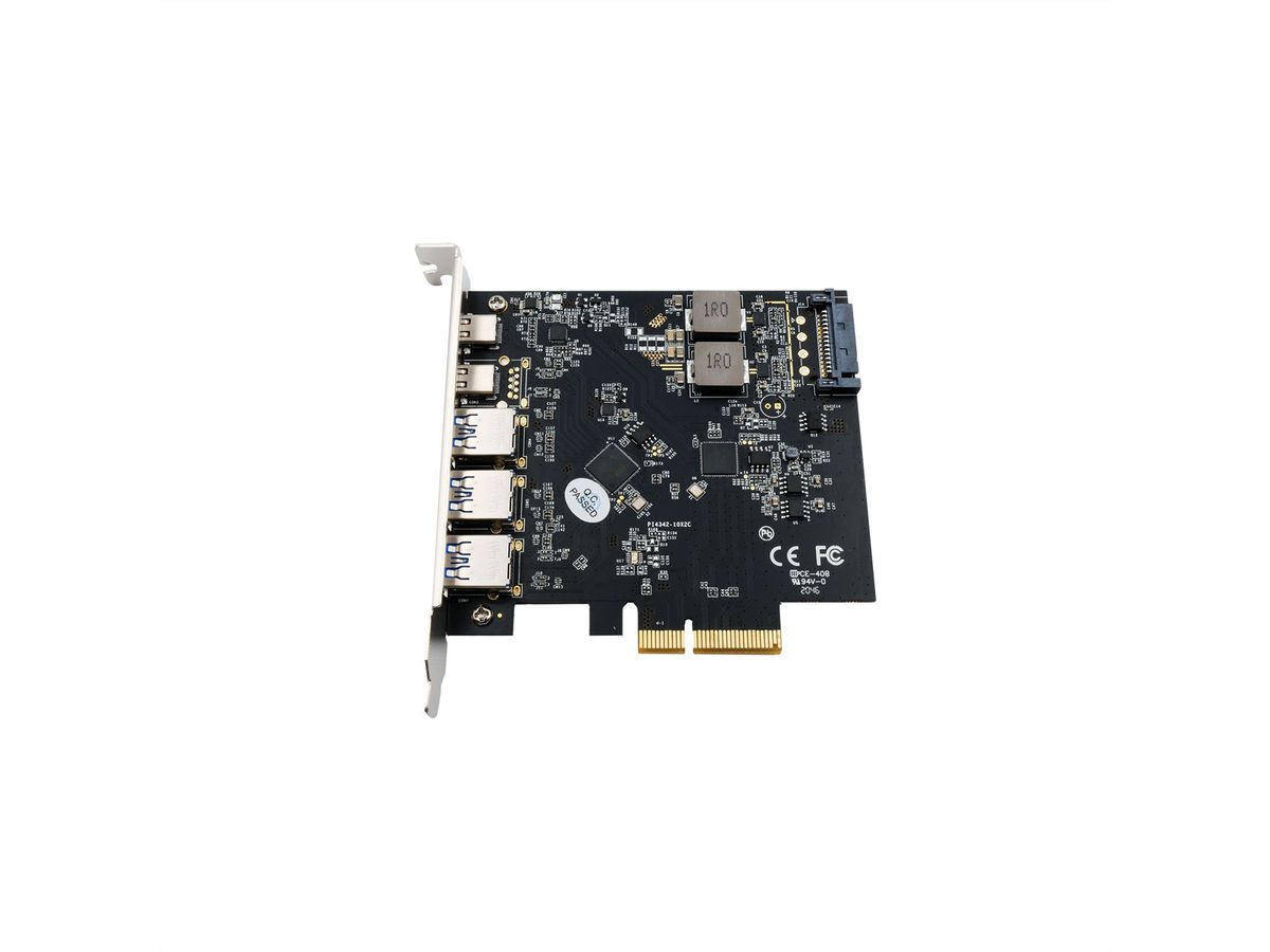 EXSYS EX-12006 5-poorts USB 3.2 Gen2 PCIe kaart 3x USB-A en 2x USB-C