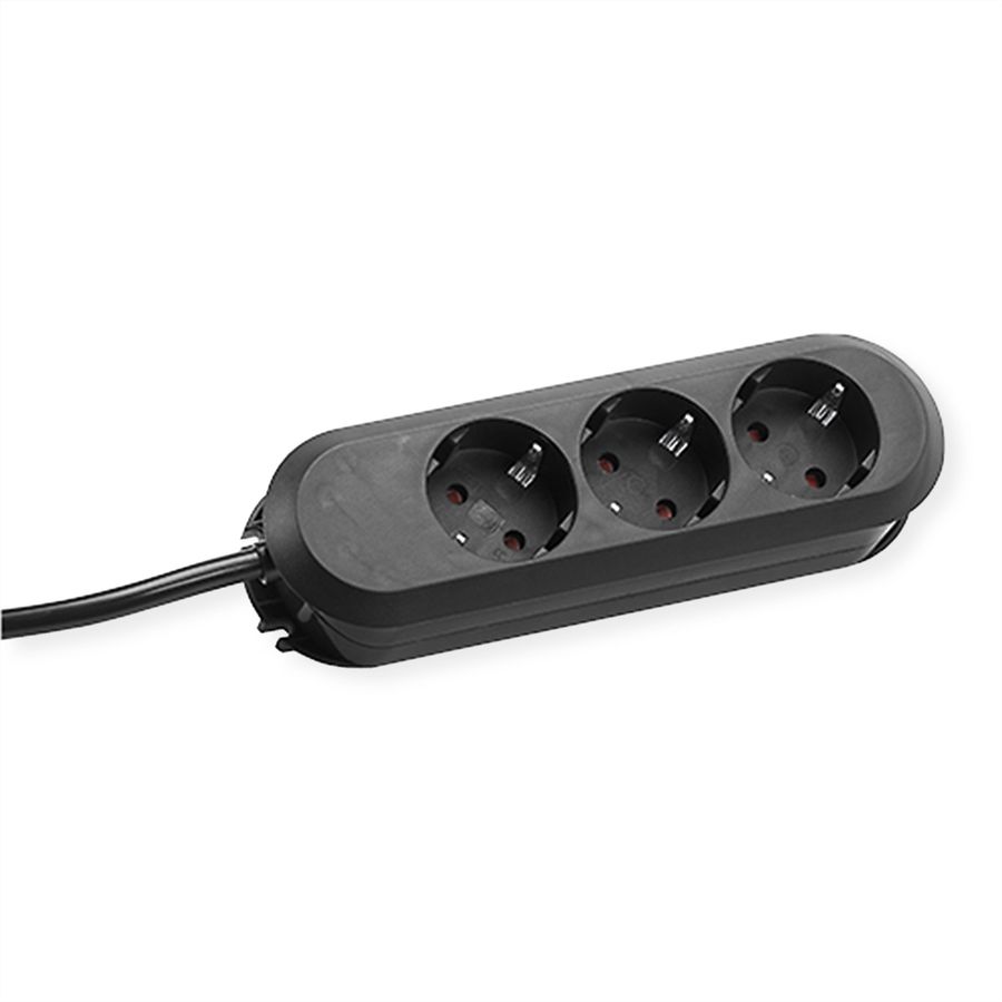 BACHMANN SMART socket strip 3x earthing contact, black, 3 m