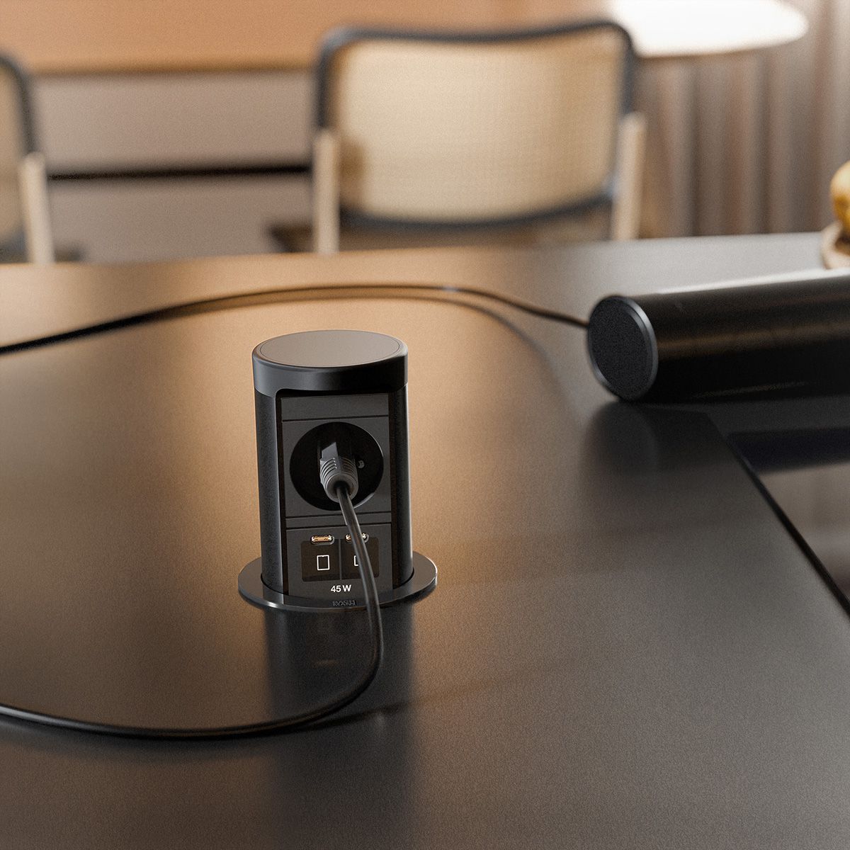 BACHMANN ELEVATOR2 1xUTE, 1xUSB C/C 45W RAL9005 2.0m AEH