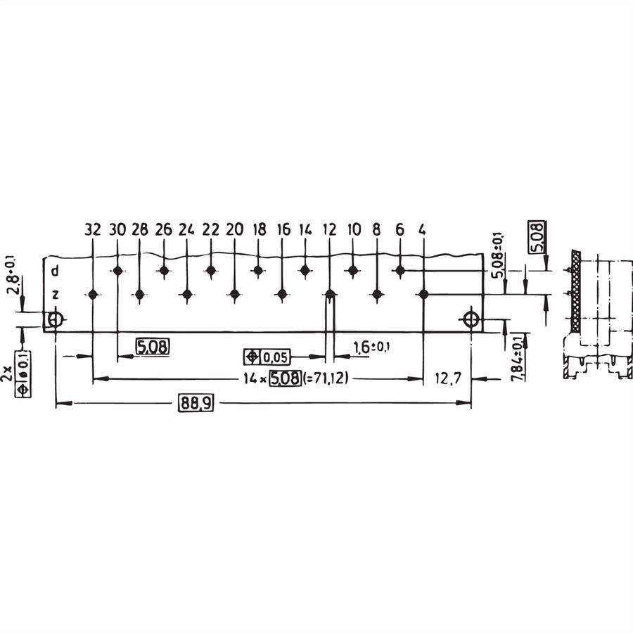SCHROFF Stekker Type H, EN 60603, DIN 41612, Mannelijk, 15 Contacten, Stiftlengte 2,9 mm