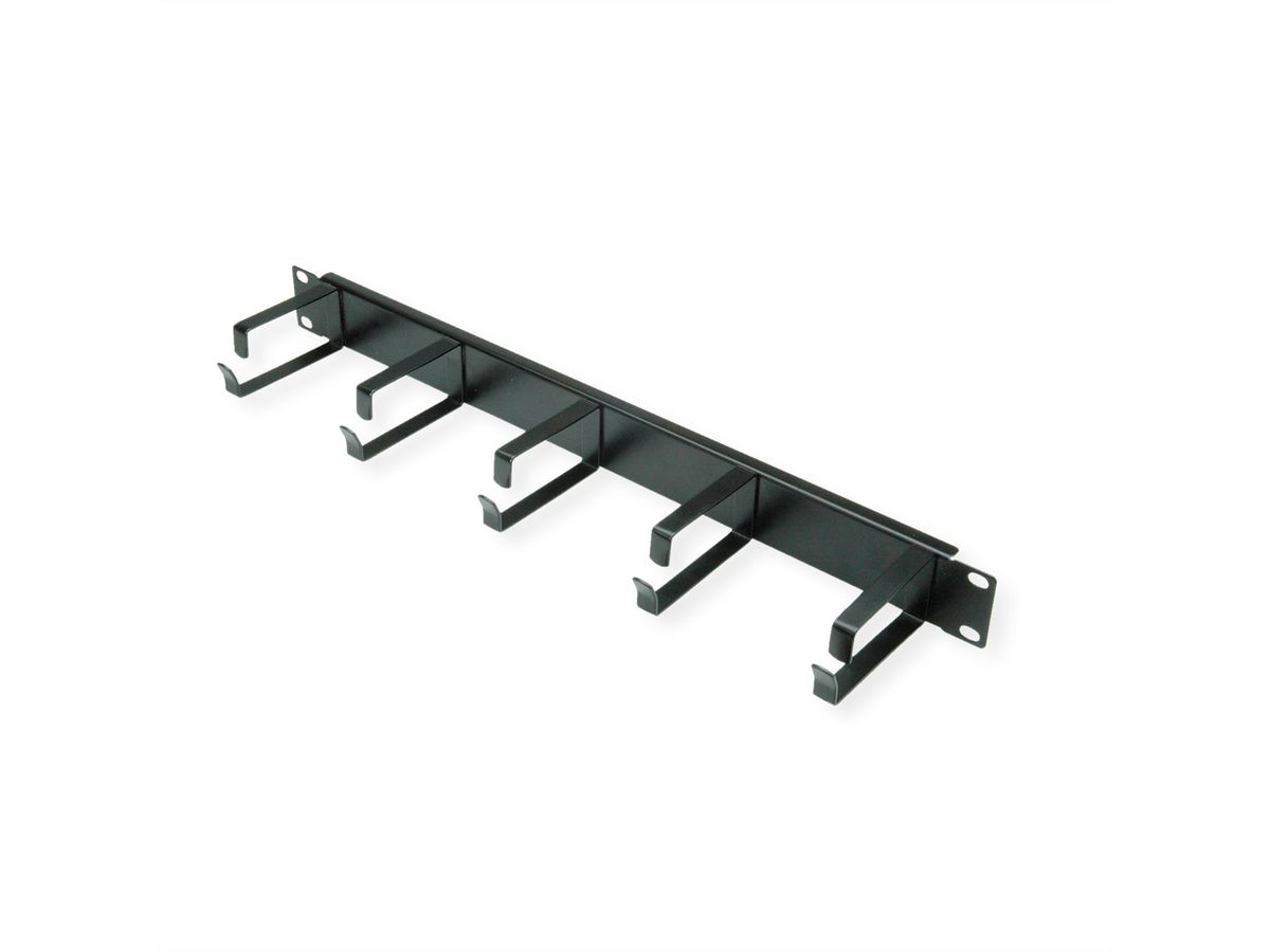 VALUE 19" 1U Cable Management Plate, G-Type, 5 Hooks, black