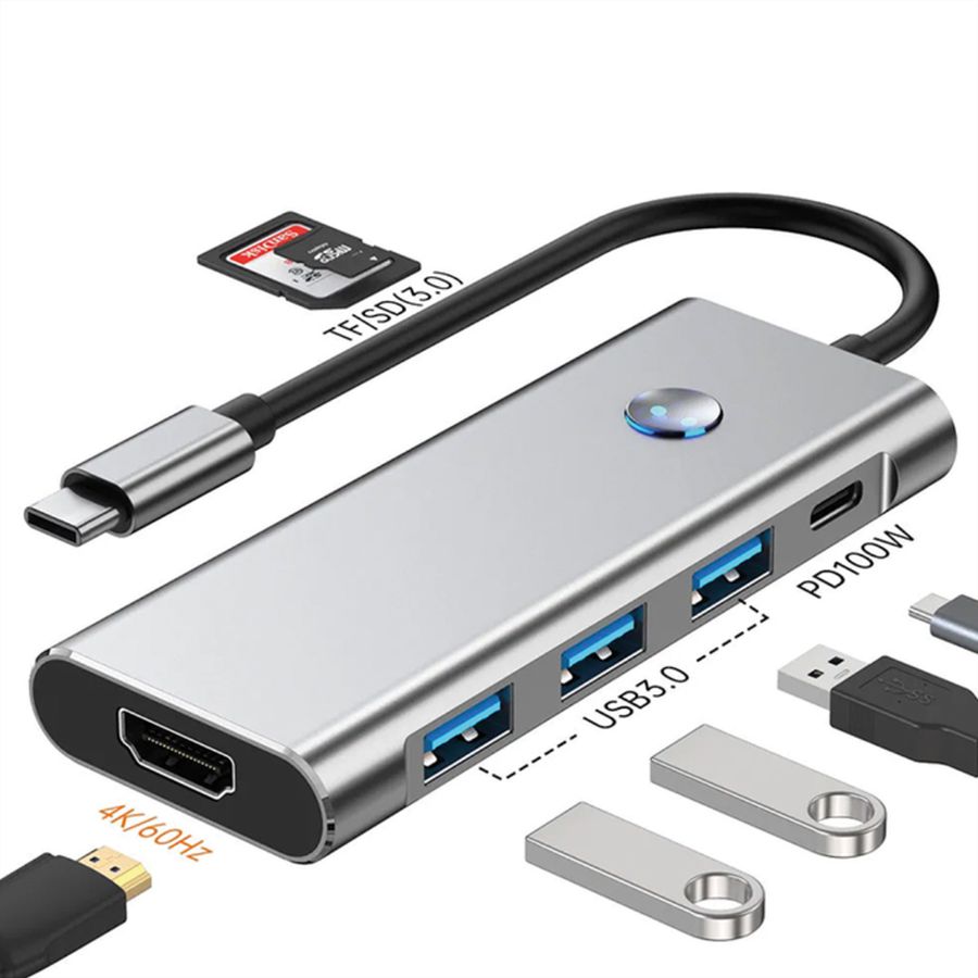 VALUE Dockingstation Type C, 1x HDMI 4K60, 3x USB 3.2 Gen1 Type A, 1x SD/Micro SD (TF), 1x Type C PD (Power Delivery)