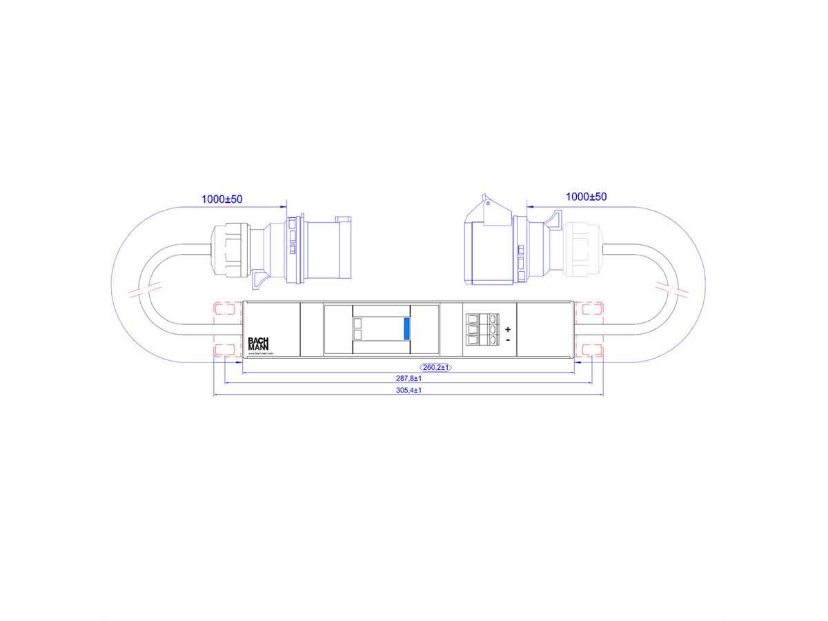 BACHMANN IT PDU Basic Inline SPD, 16A overspanningsbeveiliging 1m H05VV-F 3G2,5mm CEE 16A