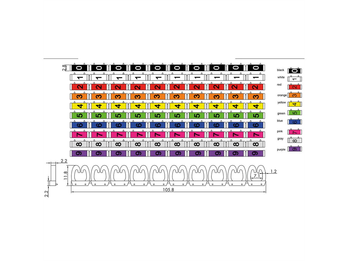 VALUE kabelmarkeerset voor patchkabels, 10 x 10 stuks, 5 - 6.5mm, veelkleurig