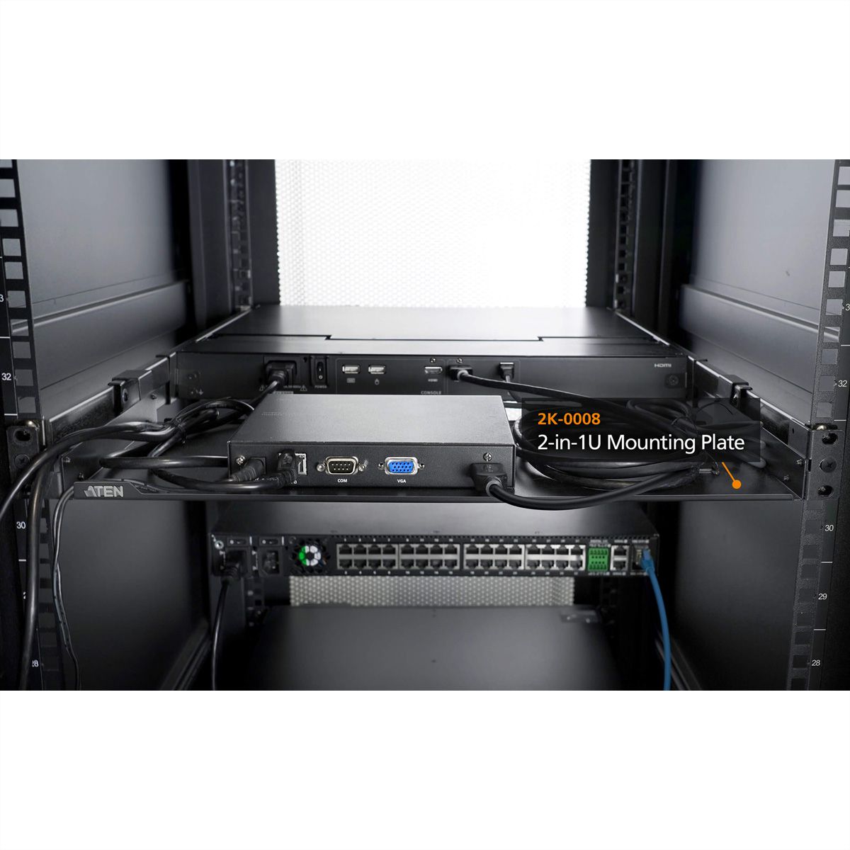 ATEN 2K-0008 2 in 1U montageplaat