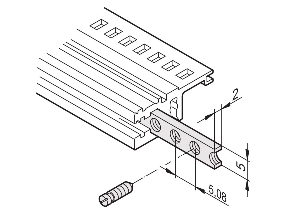 SCHROFF horizontale rails schroefdraad inzetstuk, M3