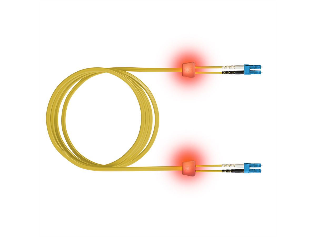 saCon glasvezel LED patchkabel duplex 9/125µm OS2, LC/LC, geel, 3 m