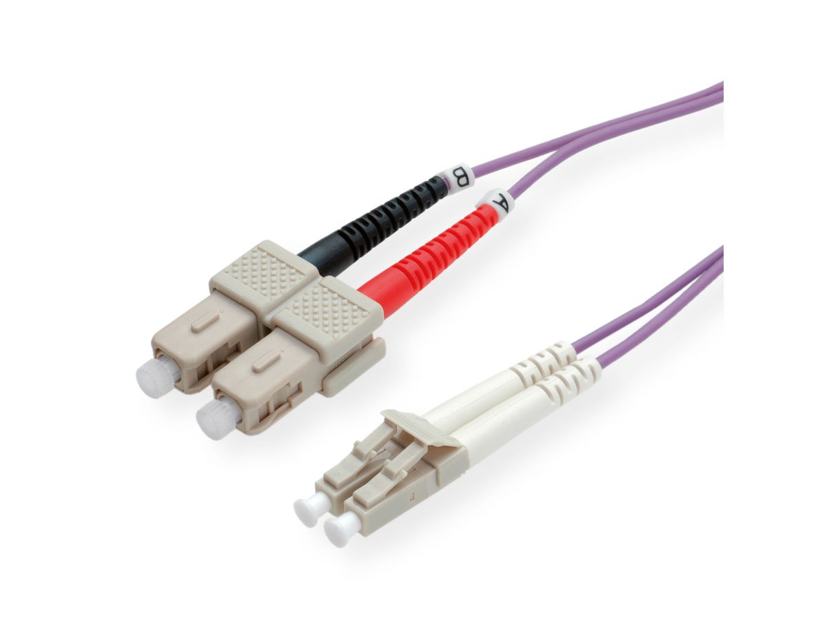 ROLINE Fibre Optic Jumper Cable, 50/125µm, LC/SC, OM4, violet, 10 m