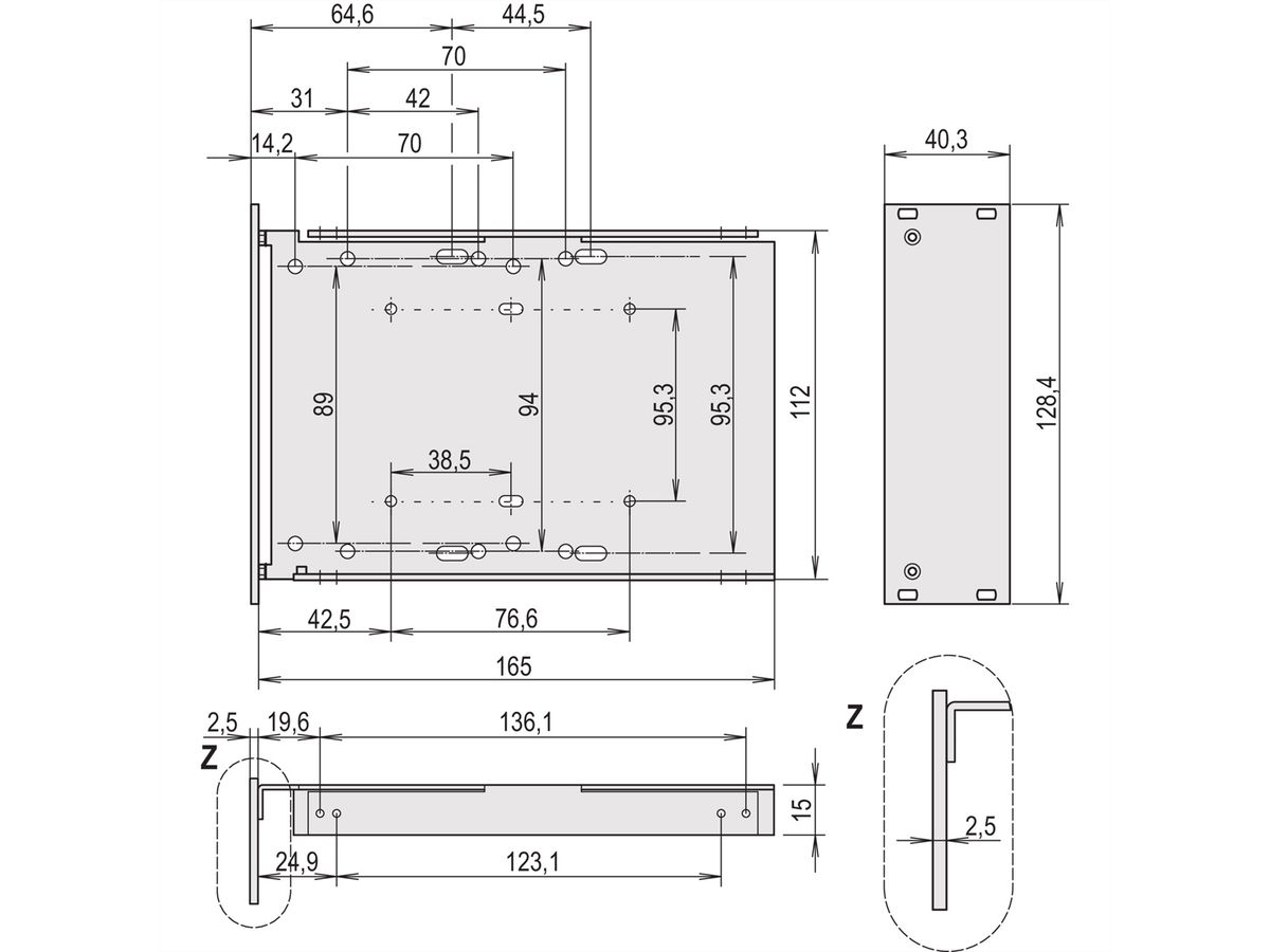 SCHROFF Drive Unit HD 1 x 3.5", Mounting Support, 3 U, Vertical, Screwed Version