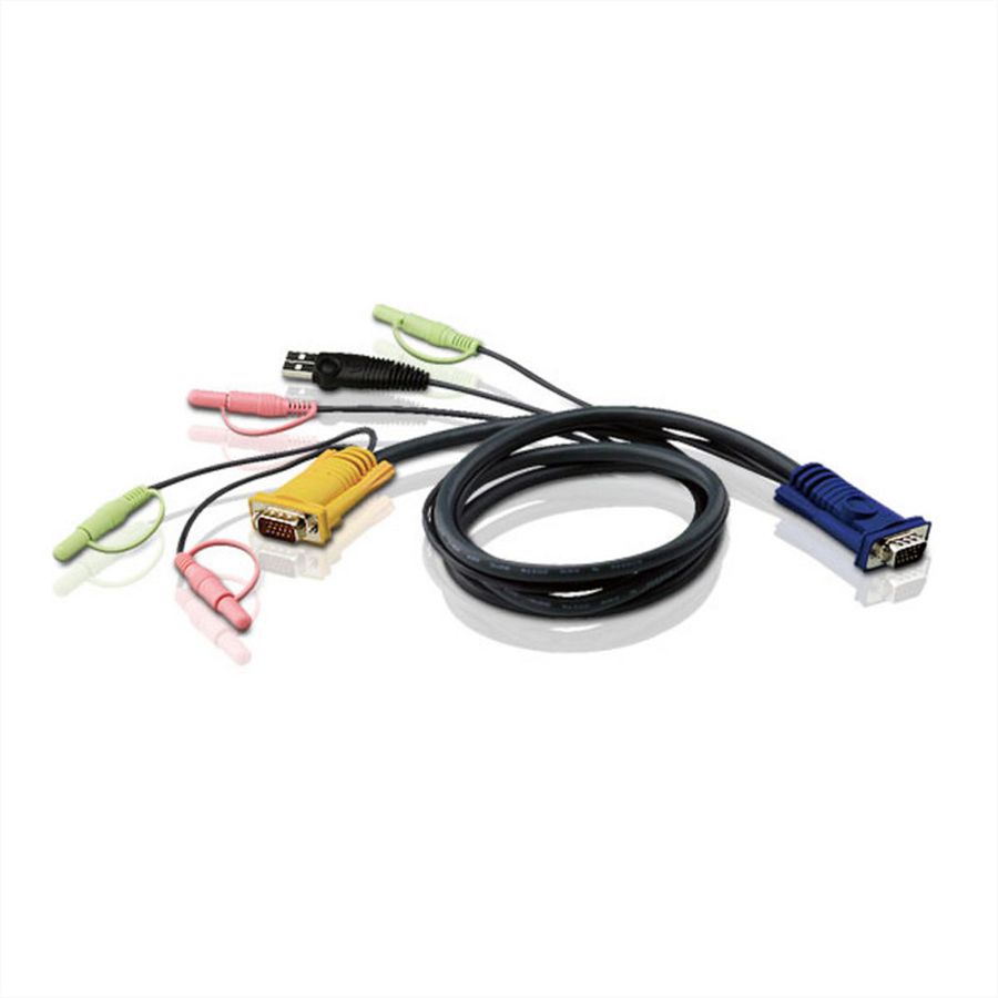 ATEN 2L-5302U KVM Kabel VGA, USB en Audio, zwart, 1,8 m