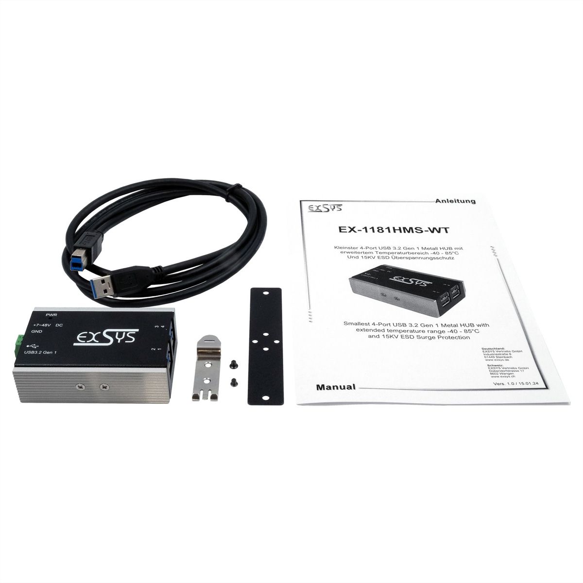 Exsys EX-1181HMS-WT 4-Port USB 3.2 Gen 1 Hub