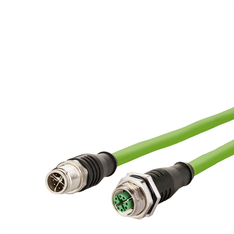 METZ CONNECT Verbindungsleitung M12 BU-M12 ST, 8-pol X-kodiert, gerade-gerade, 5 m