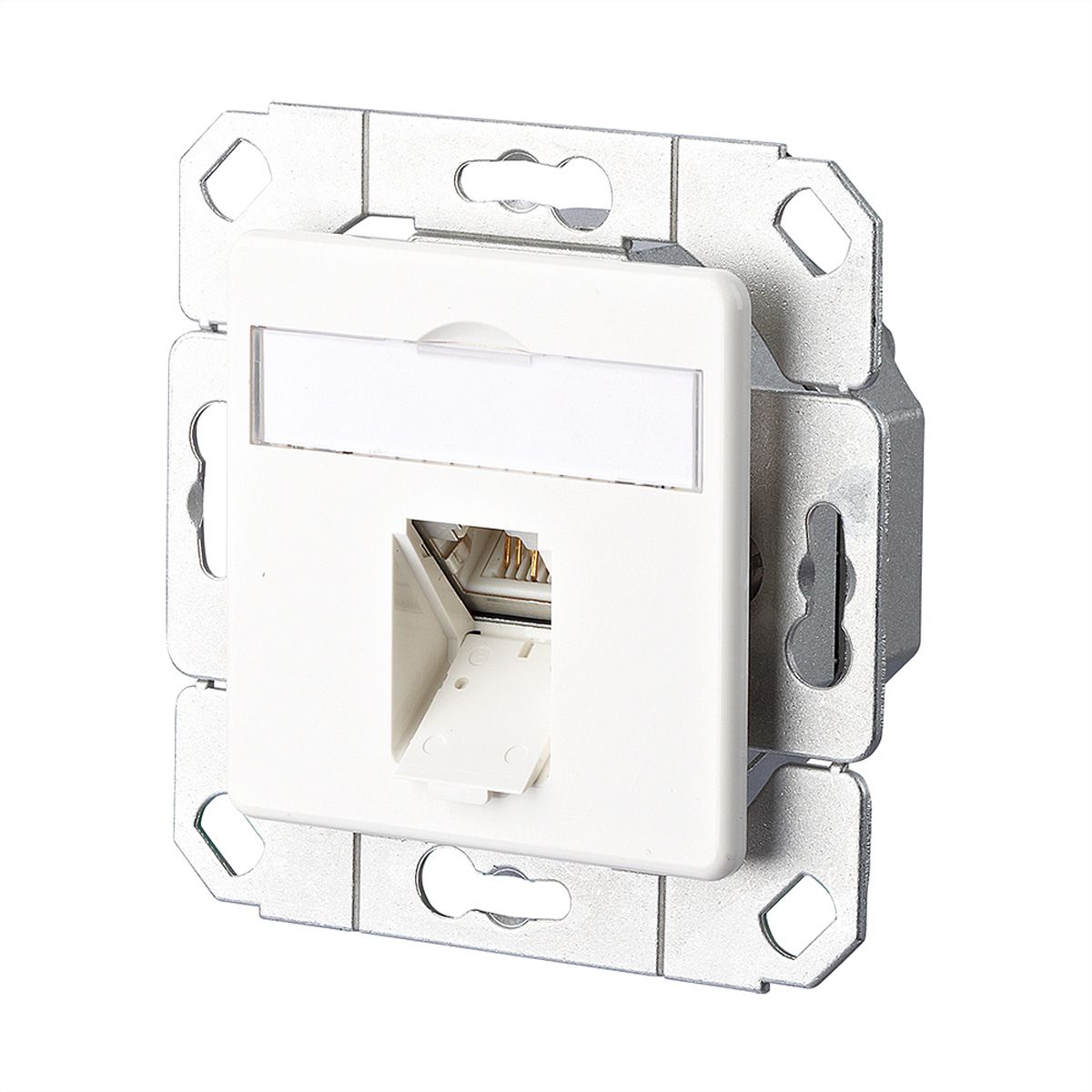 METZ CONNECT E-DAT C6 1 port flush mounted trunking installation, pure white