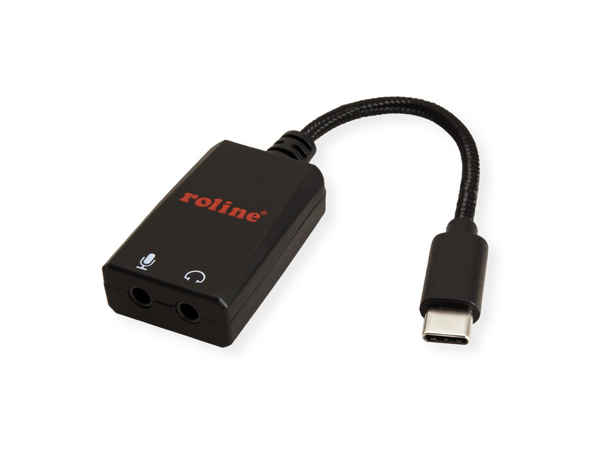 ROLINE Adapter USB Type C - 2x 3.5mm audio, Male/Female, 0,13 m