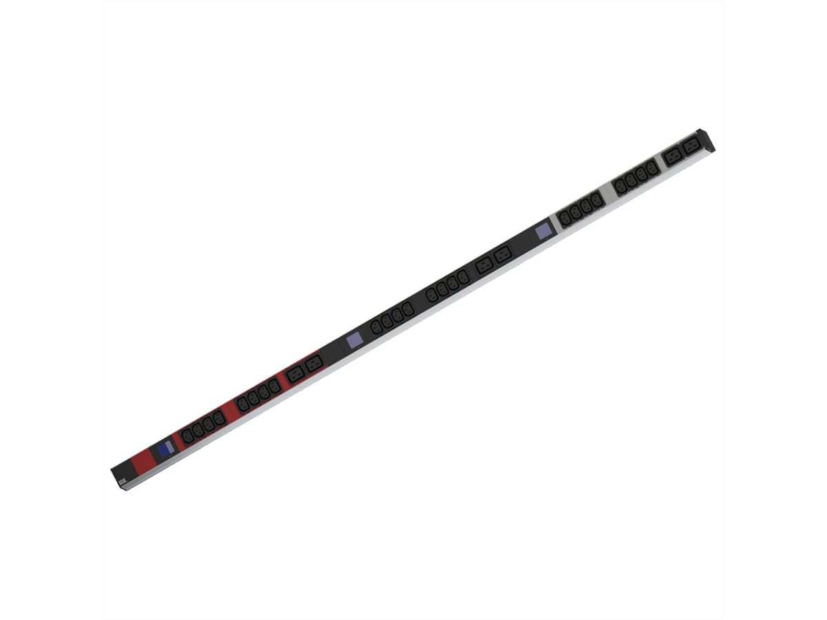 BACHMANN BN0500 19" PDU 1HE 24xC13 6xC19, vermogensmeting, aansluiting CEE 3x16A, rood