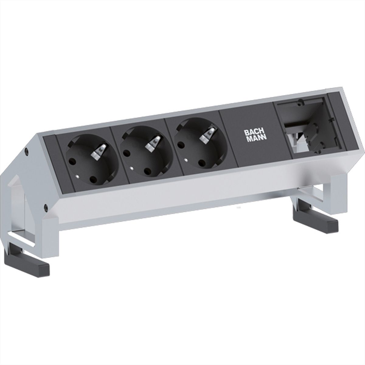 BACHMANN DESK2 3x geaard stopcontact 1x ABD GST18, wit