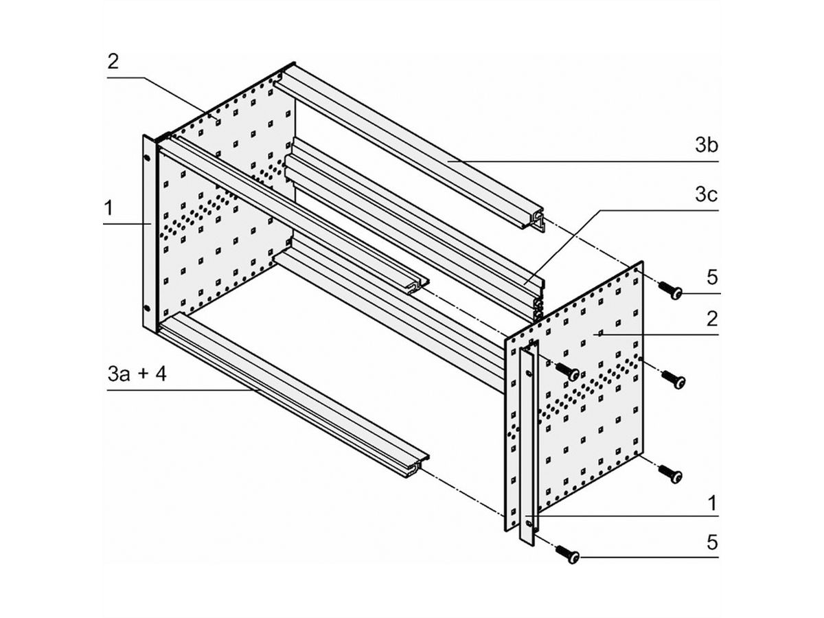 SCHROFF EuropacPRO 19" montagebeugelset voor DIN-aansluitingen, Afscherming achteraf, 6 HE, 295 mm