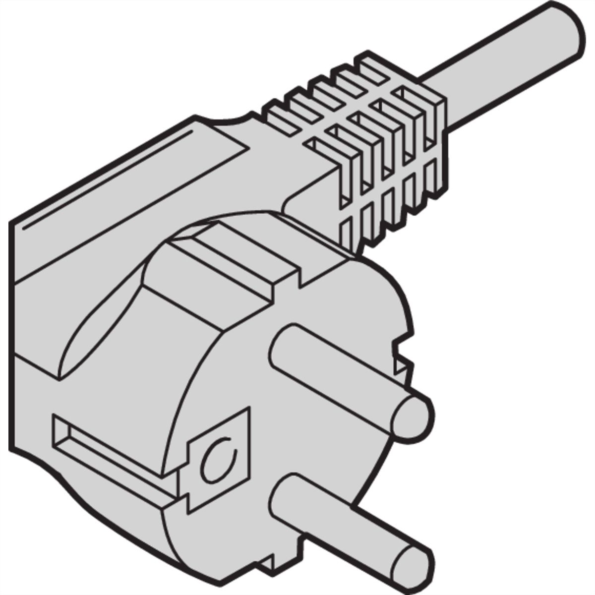 SCHROFF Mains Cable, SCHUKO/UTE to IEC C13-Angled, Grey