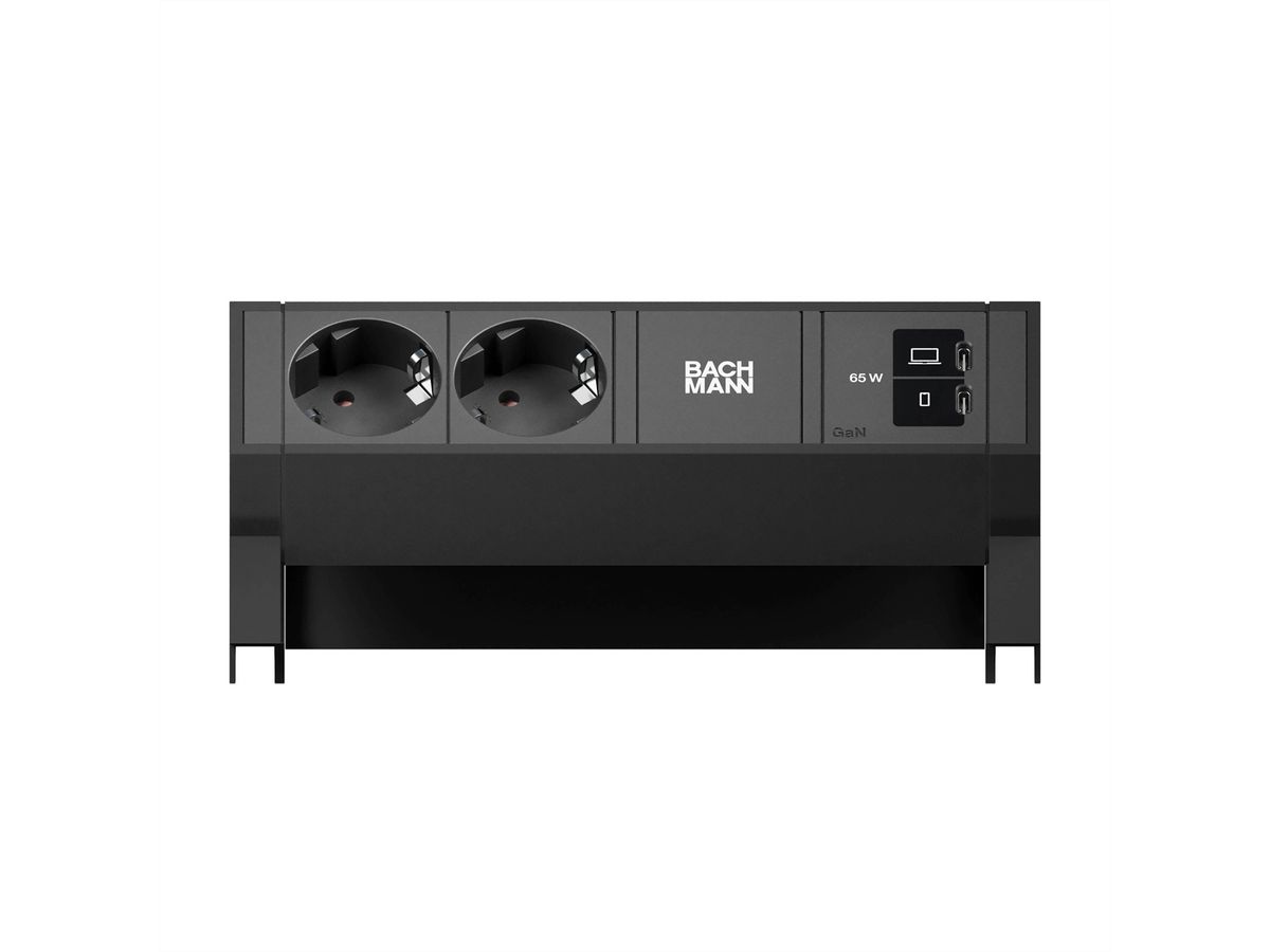 BACHMANN DESK2 2xCEE7/3 1xUSB C/C 65W, L=0,2m RAL9005