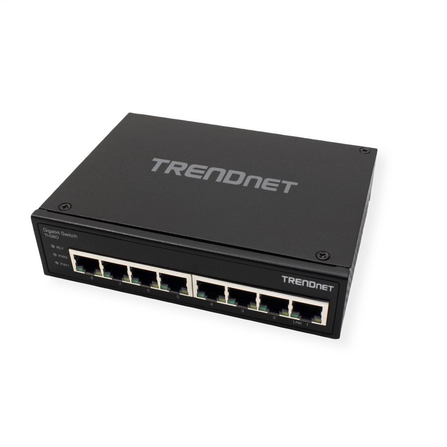 TRENDnet TI-G80 8-Port Hardened Industrial Gigabit Ethernet DIN-Rail Switch