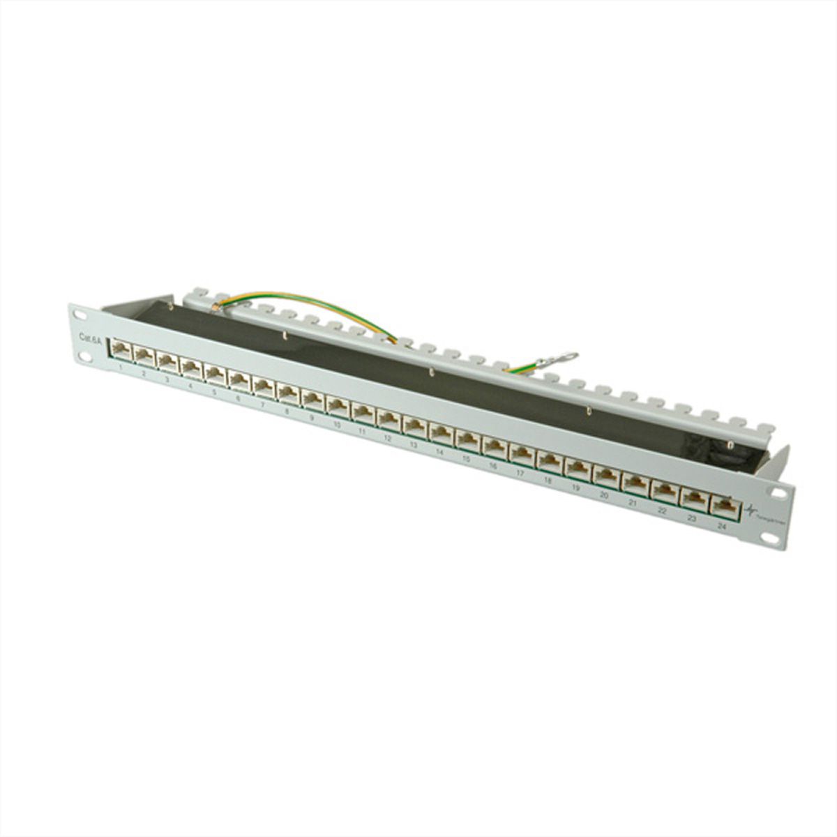 19" Patch paneel MPP24, 1 HE, Cat.6A (klasse EA) (ISO/IEC), 24 poorten, grijs