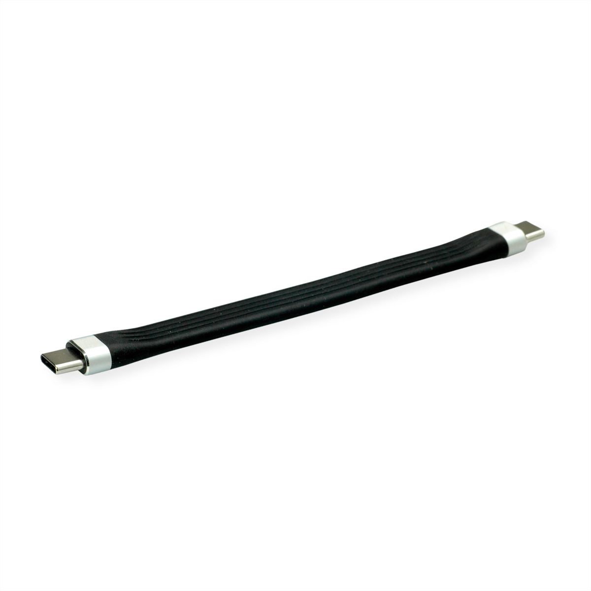 ROLINE USB 3.2 Gen 2 siliconenkabel, met PD, Emark, C-C, M/M, 8K UHD, 10Gbit/s, 60W, zwart, 11 cm