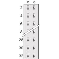 SCHROFF Stekker Type D, EN 60603, DIN 41612, Mannelijk, 32 Contacten, Soldeerogen, 3 mm