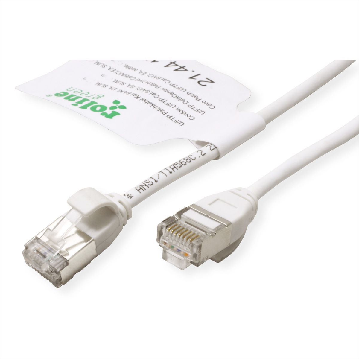 ROLINE GREEN F/UTP DataCenter Patchkabel Cat.6A (Class EA), LSOH, extra dun, wit, 0,15 m
