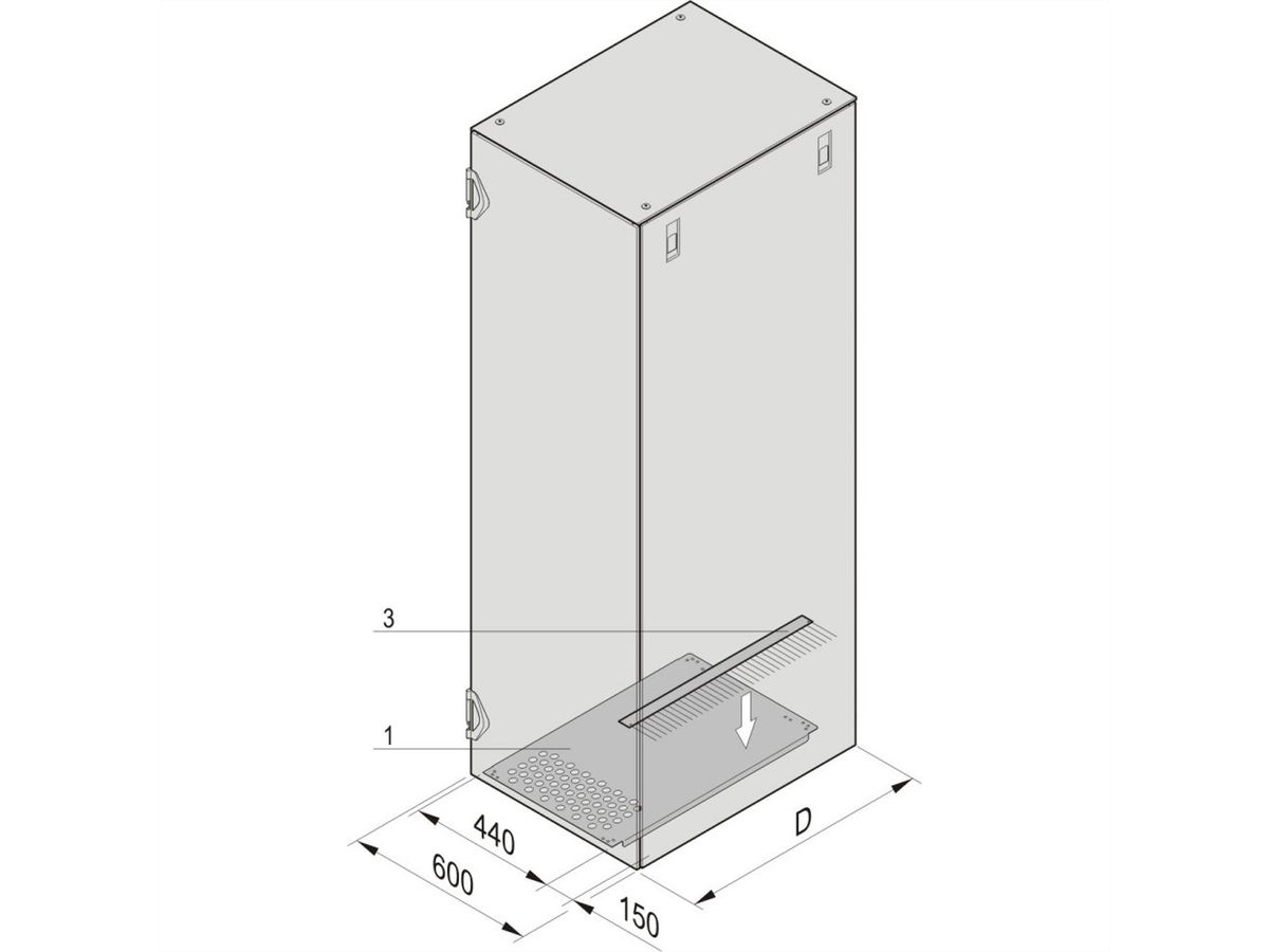SCHROFF Varistar IP 20 en IP 55 bodemplaat voor kabelgoten aan de zijkant, 900D