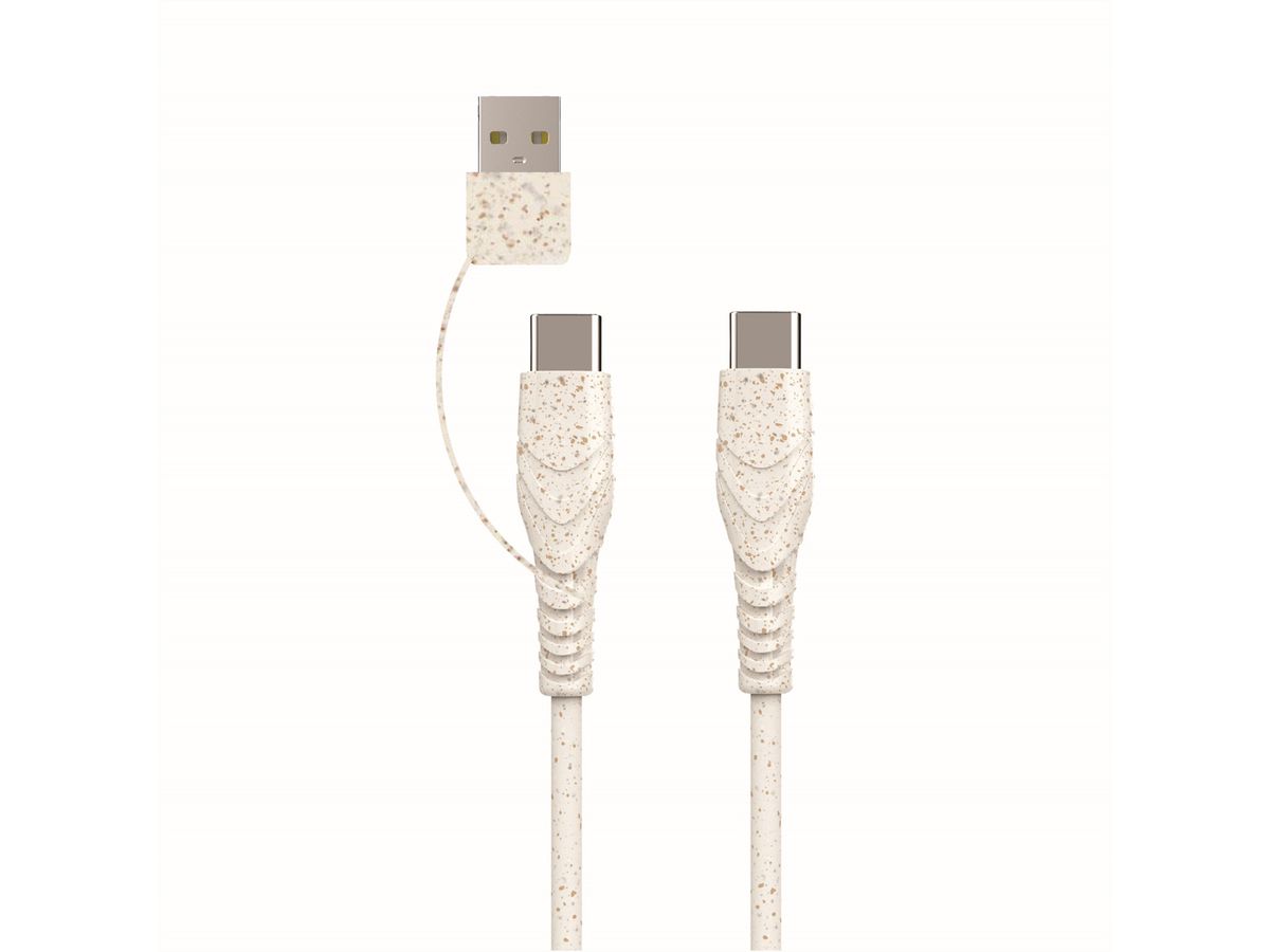 BIOnd BIO-CT-TC USB-C naar Type-C+A 3A Kabel , 1,2 m