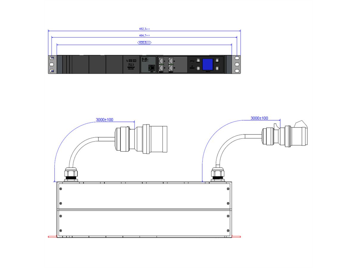 BACHMANN BN3000 RCM XXLPROFIL Slave3x32A, Meting per fase3mH05VV-F 5G4 CEE3x32A Lan