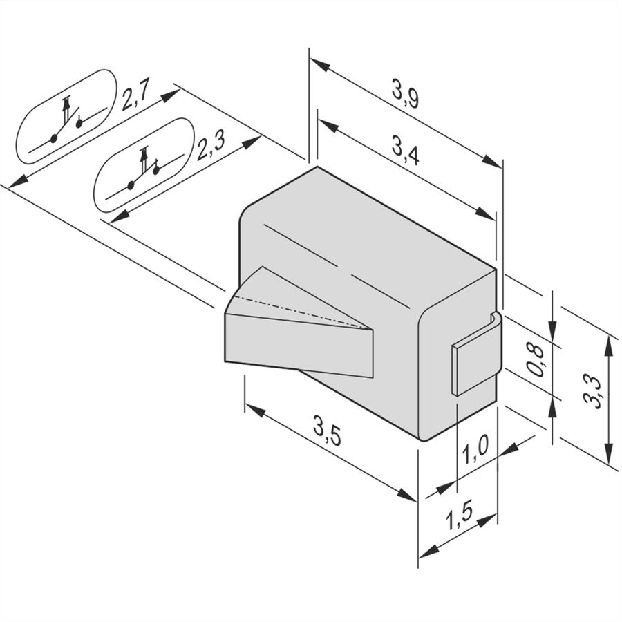 SCHROFF Microschakelaar voor Carrier Compact- en Volle-Module, Normaal Open, 10 stuks