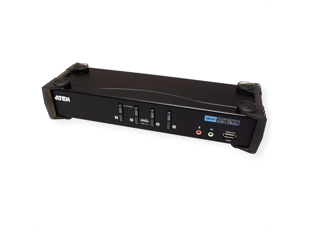 ATEN CS1764A KVM Switch DVI, USB, Audio, USB Hub, 4-Poorts