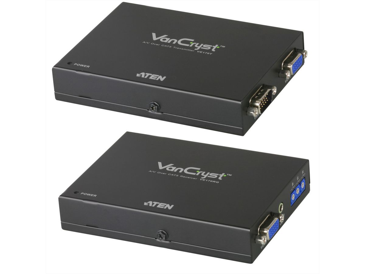 ATEN VE170Q VGA Cat5 Audio-/Video Extender met videosignaalcompensatie (zender en ontvanger)