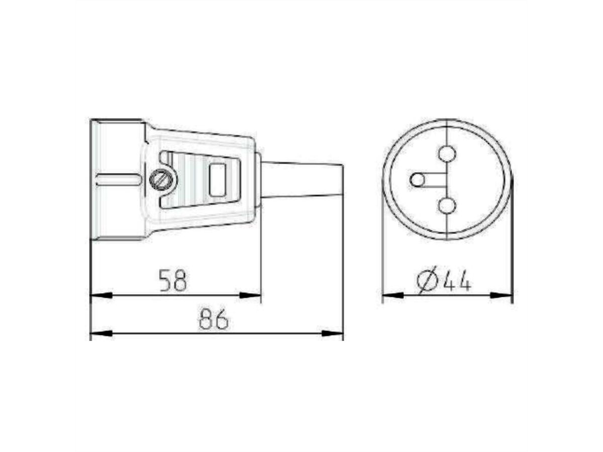 BACHMANN coupling with earthing pin, for France, bend protection sleeve, white