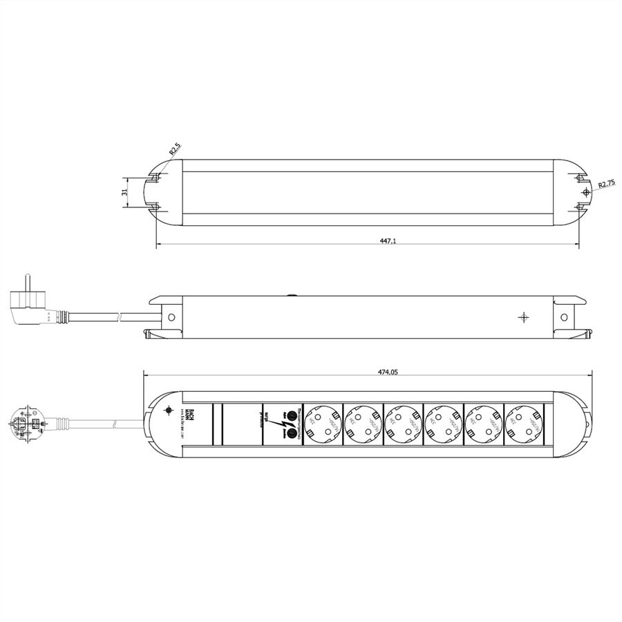 BACHMANN PRIMO 6xCEE7/3 1xSPD power 2.0m CEE7/7