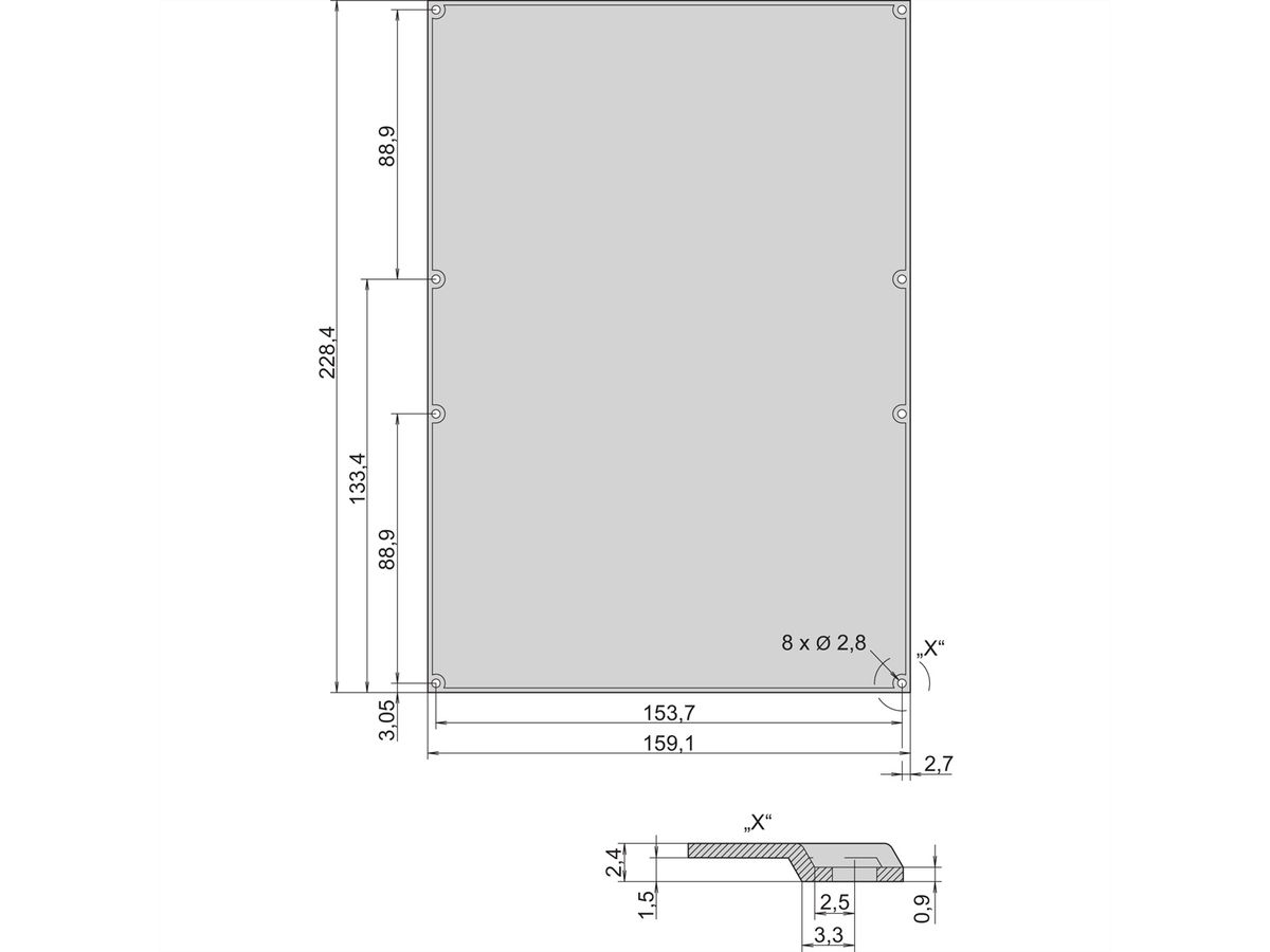 SCHROFF PCB Solder Side Cover, 6 U, 233.35 mm x 160 mm, 55°C