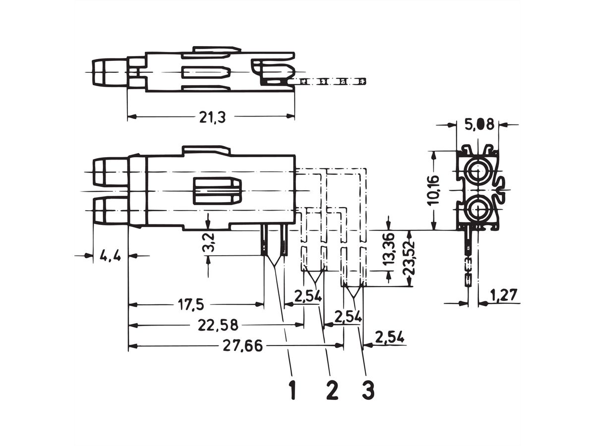SCHROFF Double Test Socket, Ø 2 mm, Long Type for Mounting Plane 1