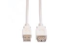 VALUE USB 2.0 kabel, type A-A, M/F, wit, 0,8 m