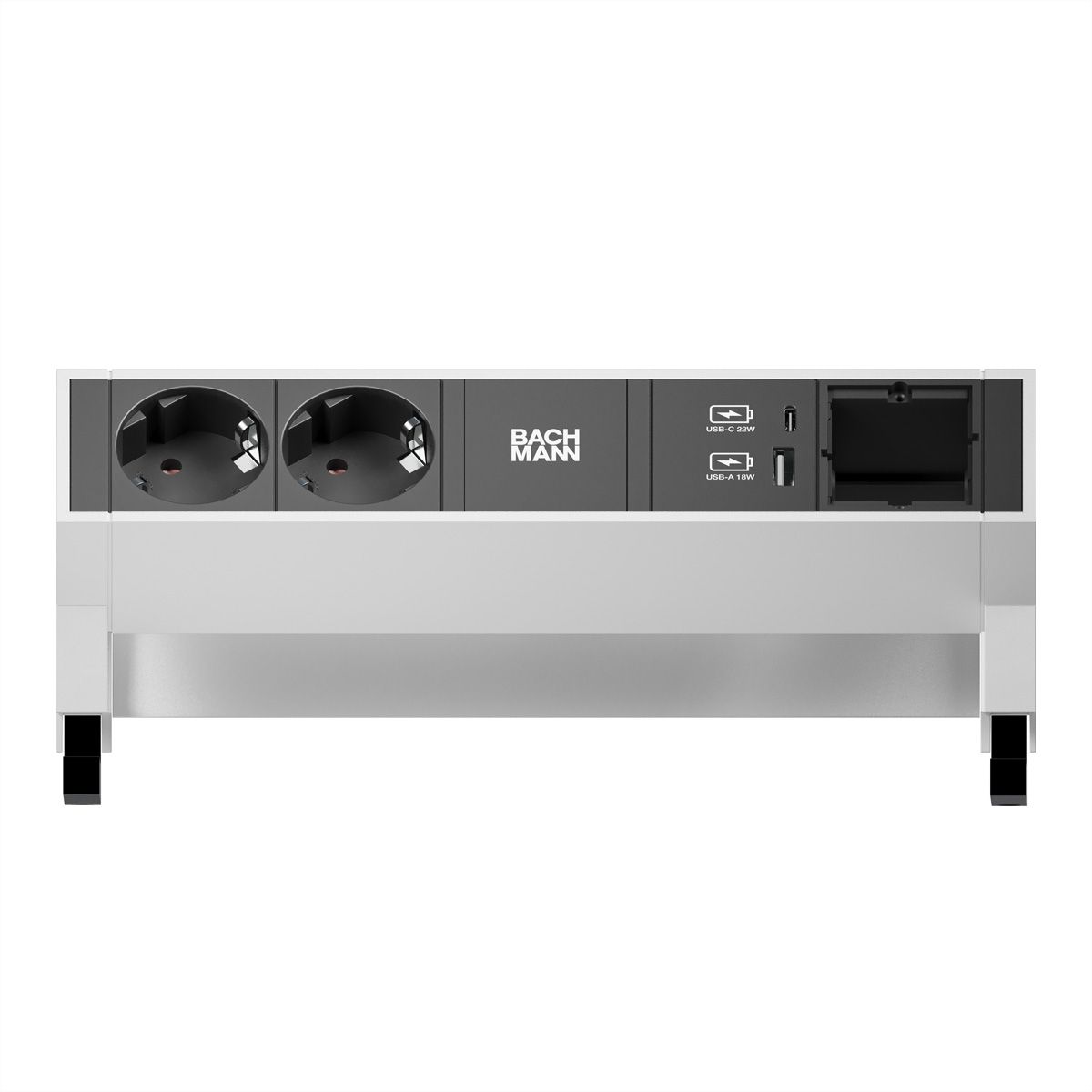 BACHMANN DESK2 2xprotective contact USB A&C, USB Charger 22W 1xABD 0.2m GST18 INOX