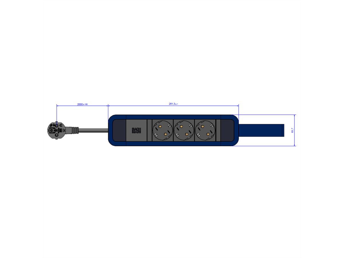 BACHMANN PRIMO 2 3xCEE7/3 with loop 2.0m CEE7/7 RAL5010