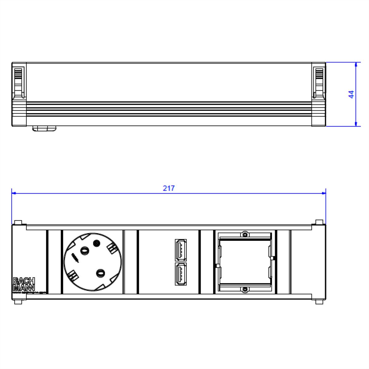 BACHMANN CONI Klein 1x Geaard stopcontact 1x USB oplader 1x ABD