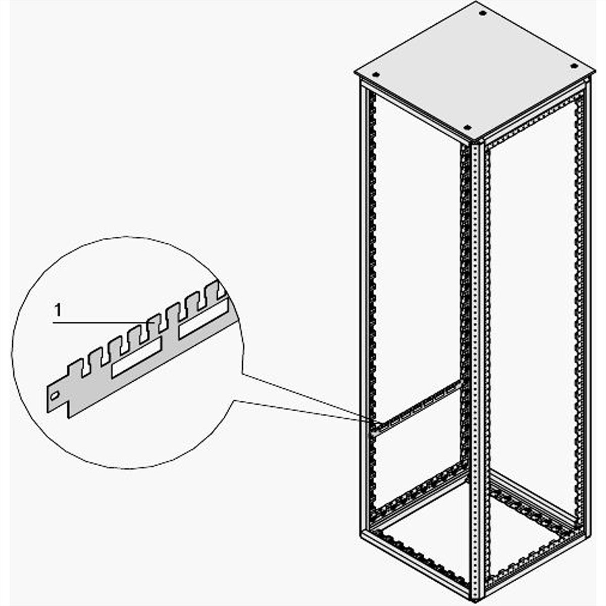 SCHROFF Varistar Cable Support Rail for Cabinet Depth, RAL 7021, 1100D