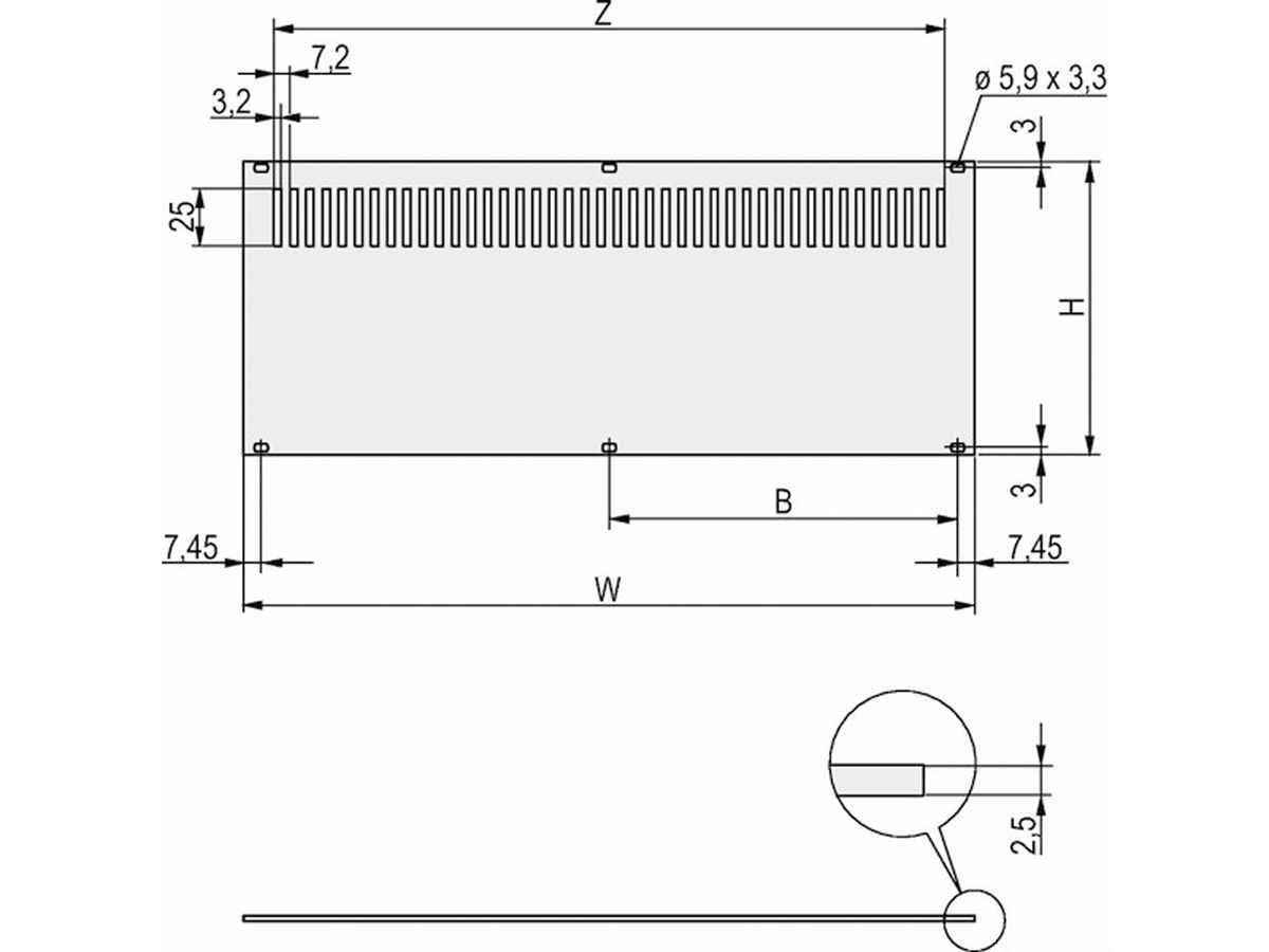 SCHROFF Rear Panel, Perforated, Unshielded, for RatiopacPRO and PropacPRO, 4 U, 28 HP